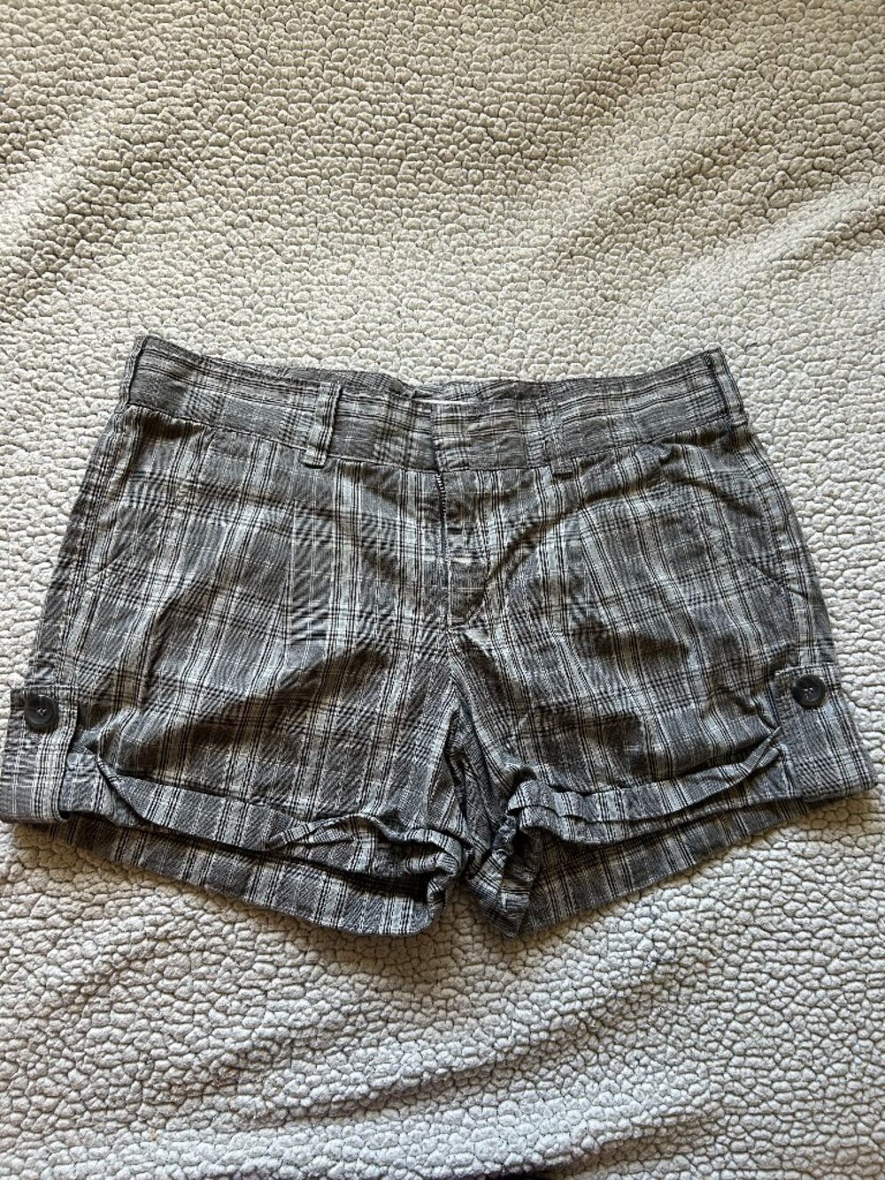 Vince -- grey plaid mini shorts